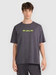 4F T-shirt oversize z nadrukiem męski 4F x Robert Lewandowski - szary S. Szare t-shirty męskie 4f, l, bez wzorów, z bawełny, bez kołnierzyka, bez ramiączek. Za 129.99 zł.