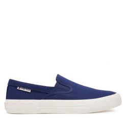 Tenisówki Tommy Jeans. Niebieskie trampki męskie Tommy Jeans, bez wzorów, z jeansu, bez zapięcia. Za 189.99 zł.