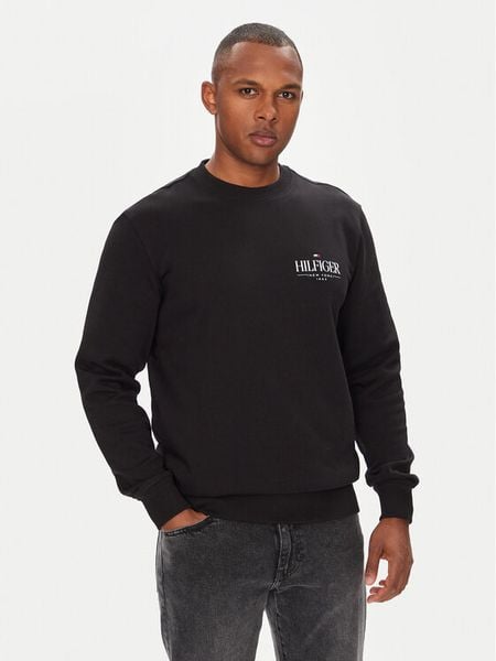 Tommy Hilfiger Bluza Stacked MW0MW39376 Czarny Regular Fit. Czarne bluzy nierozpinane męskie Tommy Hilfiger, m, bez wzorów, z bawełny, bez ramiączek, bez kaptura. Za 299.99 zł.