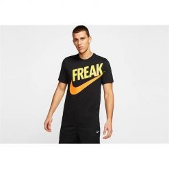 Koszulka sportowa męska Nike Giannis freak. Czarne t-shirty sportowe męskie Nike, l, bez wzorów, z bawełny, sportowe, bez ramiączek. Za 227.00 zł.
