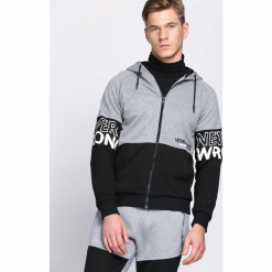 Jasnoszara Bluza Like a Boss. Czarne bluzy rozpinane męskie Born2be, z napisami. Za 89.99 zł.