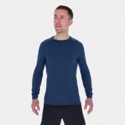 Bluza merino męska Inov-8 Merino Long Sleeve T-Shirt. Niebieskie bluzy nierozpinane męskie Inov-8, m, bez wzorów, z wełny, sportowe, bez ramiączek, bez kaptura. Za 251.99 zł.