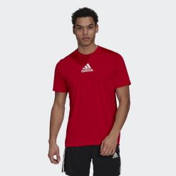 Koszulka męska adidas Primeblue Designed To Move Sport 3-Stripes Tee. Białe t-shirty sportowe męskie ADIDAS, m, bez wzorów, sportowe, bez ramiączek. Za 96.00 zł.