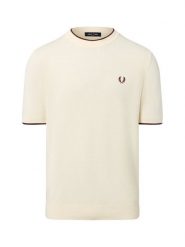 Fred Perry Męska koszula z dzianiny Mężczyźni Bawełna beżowy wypukły wzór tkaniny, XL. Brązowe koszule męskie Fred Perry, m, bez wzorów, z bawełny, bez kołnierzyka, bez ramiączek. Za 599.95 zł.