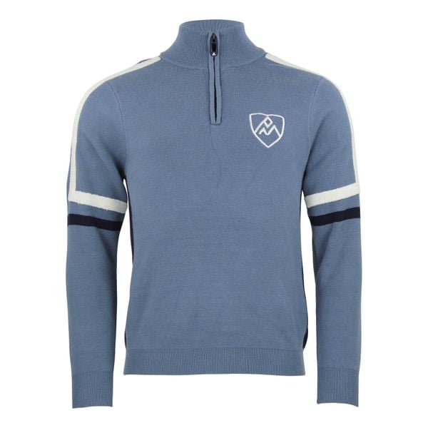 Sweter z kołnierzem 1/2 zip Peak Mountain Casta. Niebieskie swetry męskie Peak Mountain, bez wzorów, sportowe, bez kołnierzyka, bez ramiączek. W wyprzedaży za 396.30 zł.