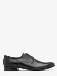 Czarne klasyczne półbuty męskie. Czarne eleganckie półbuty męskie Ryłko, ze skóry, klasyczne, bez obcasa, bez zapięcia. Za 429.99 zł.