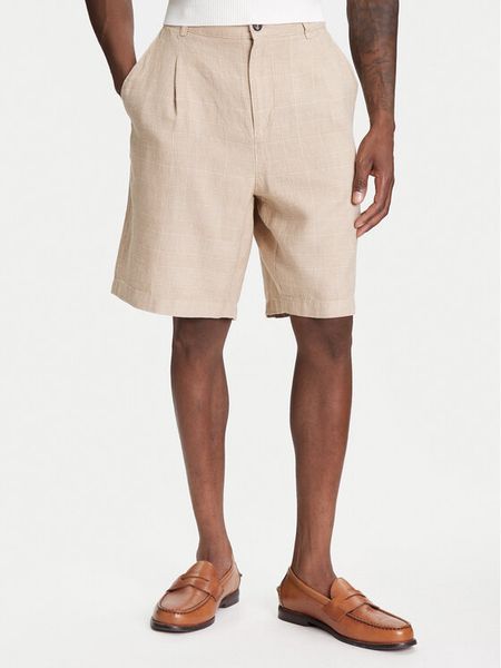 United Colors Of Benetton Szorty materiałowe 43B3U9010 Beżowy Regular Fit. Brązowe szorty męskie United Colors Of Benetton, bez wzorów, ze lnu. Za 299.99 zł.