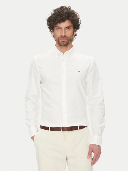 Tommy Hilfiger Koszula MW0MW38556 Biały Slim Fit. Białe koszule męskie Tommy Hilfiger, m, bez wzorów, z bawełny, bez kołnierzyka, bez ramiączek. Za 239.99 zł.