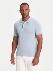 United Colors Of Benetton Polo 3WG9U301Z Niebieski Slim Fit. Niebieskie koszulki polo męskie United Colors Of Benetton, m, bez wzorów, z bawełny, bez kołnierzyka, bez ramiączek. Za 129.99 zł.