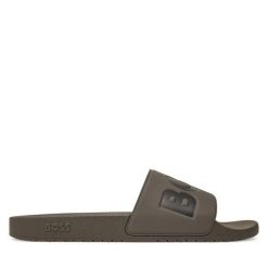 Klapki BOSS. Brązowe klapki i japonki męskie Boss, bez wzorów. Za 189.99 zł.