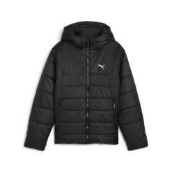 Młodzieżowa kurtka ocieplana Essentials z kapturem PUMA Black. Czarna kurtki męskie Puma, m, bez wzorów, eleganckie, bez ramiączek, z kapturem. Za 299.00 zł.