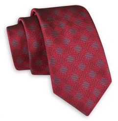Czerwono-Szary Elegancki Krawat -Angelo di Monti- 6 cm, Męski, w Dużą Kratkę. Czerwone krawaty i muchy męskie Angelo di Monti, bez wzorów, eleganckie. Za 45.00 zł.