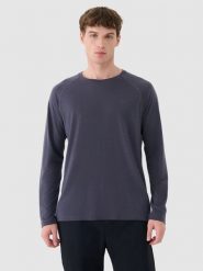 4F Lonsgleeve trekkingowy z wełną Merino męski - szary S. Szare t-shirty sportowe męskie 4f, m, bez wzorów, z dzianiny, klasyczne, bez ramiączek. W wyprzedaży za 149.99 zł.