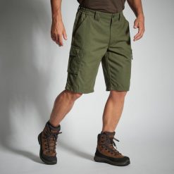 Bermudy outdoor Solognac 500. Brązowe szorty sportowe męskie SOLOGNAC, bez wzorów, z bawełny, sportowe. Za 79.99 zł.