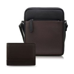 Saszetka męska skórzana AL-19-BR i portfel męski AL-08-BR zestaw prezentowy Paolo Peruzzi ZUP-141-BR. Brązowe portfele męskie Paolo Peruzzi, bez wzorów, ze skóry, eleganckie, na ramię, małe, z tłoczeniem. Za 239.00 zł.