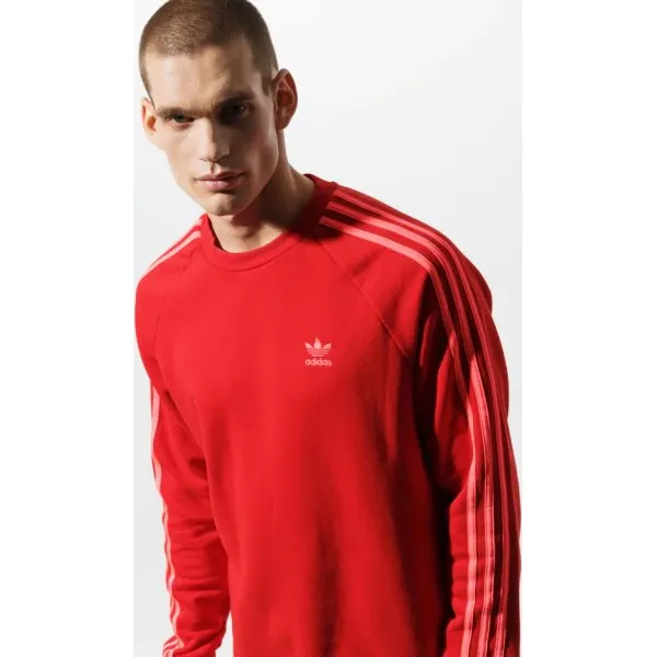 Adidas Bluza 3-Stripes Crew , czerwony, rozmiar M. Czerwone bluzy nierozpinane męskie ADIDAS, m, z aplikacjami, z bawełny, bez ramiączek, bez kaptura. Za 249.99 zł.
