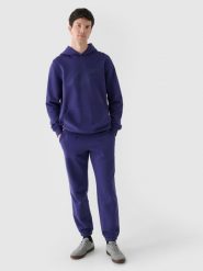4F Spodnie dresowe joggery męskie - granatowe XL. Niebieskie spodnie na co dzień męskie 4f, bez wzorów, z bawełny, sportowe. W wyprzedaży za 79.99 zł.
