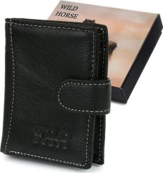 Wild Portfel męski skórzany czarny mały Wild Horse RFiD L52. Czarne portfele męskie Wild, bez wzorów. Za 54.99 zł.