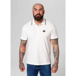 Koszulka Polo bawełniana klasyczna dla dorosłych Pique Stripes Regular. Białe koszulki polo męskie PITBULL, m, bez wzorów, z bawełny, klasyczne, bez kołnierzyka, bez ramiączek. Za 139.99 zł.