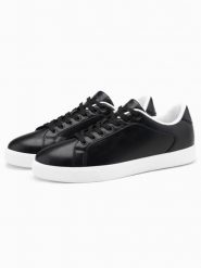 Klasyczne męskie buty sneakersy z wysoką podeszwą – czarne V1 - Rozmiar: 42. Czarne sztyblety męskie Ombre Clothing, z dzianiny, bez obcasa, na płaskiej podeszwie, bez zapięcia. W wyprzedaży za 109.99 zł.