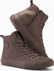 Ombre Wysokie męskie buty trampki z ozdobnym noskiem brązowy V4 OM-FOTH-0157 40. Brązowe trampki męskie Ombre, bez wzorów, bez zapięcia. Za 169.99 zł.