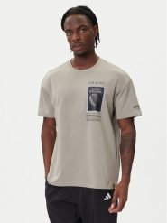 Adidas T-Shirt National Geographic KC2350 Beżowy Loose Fit. Brązowe t-shirty sportowe męskie ADIDAS, m, bez wzorów, z bawełny, sportowe, bez ramiączek. Za 179.99 zł.