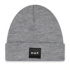 Czapka zimowa męska HUF Essential Box Logo Beanie. Szare czapki męskie HUF, na zimę, bez wzorów, sportowe. W wyprzedaży za 67.00 zł.