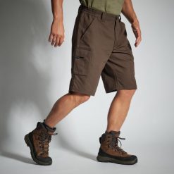 Bermudy outdoor Solognac 500. Brązowe szorty sportowe męskie SOLOGNAC, bez wzorów, z bawełny, sportowe. Za 79.99 zł.