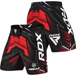 Spodenki treningowe męskie RDX IMMAF Approved MMA Fight & Training. Czerwone szorty męskie RDX SPORTS, bez wzorów. Za 189.99 zł.