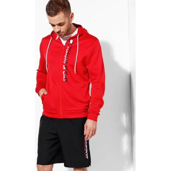 Tommy Sport Bluza Rozpinana Z Kapturem Zip Through Logo , czerwony, rozmiar L. Czerwone bluzy rozpinane męskie Tommy Hilfiger, l, bez wzorów, z materiału, z kapturem. W wyprzedaży za 319.99 zł.