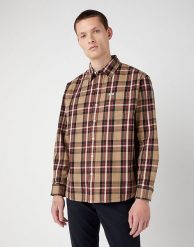 WRANGLER 1 PKT SHIRT MĘSKA KOSZULA W KRATE Z DŁUGIM RĘKAWEM KRATA LEAD GREY W5D61EM24. Szare koszule męskie Wrangler, m, bez wzorów, bez kołnierzyka, bez ramiączek. Za 129.00 zł.