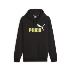 Męska bluza z kapturem Essentials+ Two-Tone Big Logo PUMA Black Lime Sheen. Czarne bluzy nierozpinane męskie Puma, m, bez wzorów, z bawełny, sportowe, bez ramiączek, z kapturem. Za 251.00 zł.