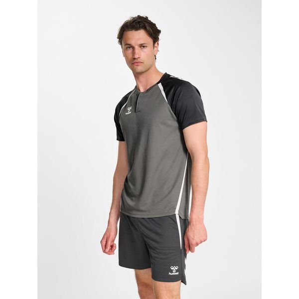 Polo Hummel Lead 2.0. Szare koszulki polo męskie HUMMEL, bez wzorów, sportowe, bez kołnierzyka, bez ramiączek. Za 247.00 zł.