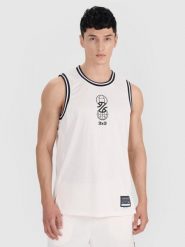 4F Tank top do koszykówki oversize szybkoschnący męski - biały S. Białe t-shirty sportowe męskie 4f, l, w ażurowe wzory, z dzianiny, klasyczne, bez ramiączek. W wyprzedaży za 99.99 zł.