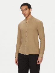 HUGO Koszula Elvory 50490740 Beżowy Slim Fit. Brązowe koszule męskie Hugo, m, bez wzorów, ze lnu, bez kołnierzyka, bez ramiączek. Za 269.99 zł.
