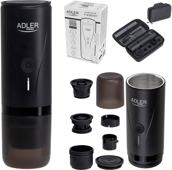 Ekspres na kapsułki Adler Przenośny elektryczny ekspres ciśnieniowy do kawy - 20 bar - USB (AD 4400). Ekspresy ciśnieniowe Adler. Za 249.00 zł.
