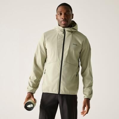 Męska wodoodporna kurtka typu softshell z kapturem Tredmoor. Brązowe kurtki męskie Regatta, m, bez wzorów, z materiału, bez ramiączek, z kapturem. Za 299.99 zł.