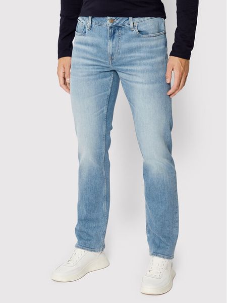 Guess Jeansy Angeles M2YAN2 D4Q43 Niebieski Slim Fit. Niebieskie jeansy męskie Guess, z aplikacjami, z jeansu. Za 249.99 zł.