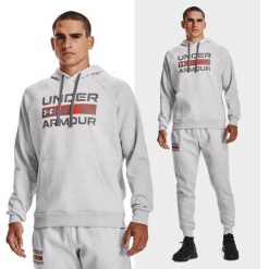 Bluza fitness męska UNDER ARMOUR RIVAL FLEECE z kapturem. Szare bluzy z kapturem męskie Under Armour, m, bez wzorów, z kapturem. W wyprzedaży za 173.38 zł.