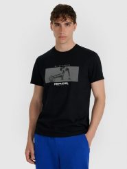 4F T-shirt regular z nadrukiem męski - czarny XXL. Czarne t-shirty męskie 4f, m, bez wzorów, z bawełny, bez kołnierzyka, bez ramiączek. Za 69.99 zł.
