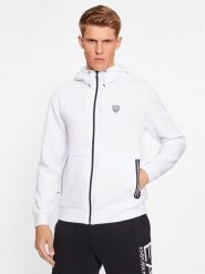 EA7 Emporio Armani Bluza 8NPM20 PJ4EZ 1100 Biały Regular Fit. Białe bluzy rozpinane męskie EA7 Emporio Armani, m, bez wzorów, z syntetyku, bez ramiączek, bez kaptura. Za 399.99 zł.