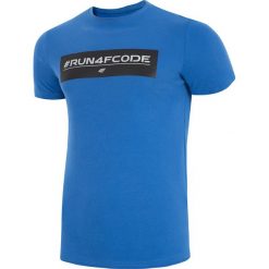 T-shirt męski TSM008z - kobalt. Niebieskie t-shirty męskie 4f, z nadrukiem, z materiału, z krótkim rękawem. W wyprzedaży za 49.99 zł.