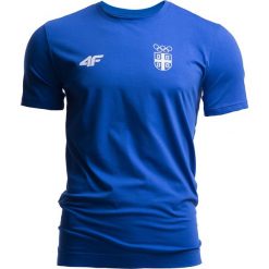 Koszulka męska Serbia Pyeongchang 2018 TSM700 - kobalt. Niebieskie t-shirty męskie 4f, z nadrukiem, z bawełny, z dekoltem na plecach. W wyprzedaży za 79.99 zł.