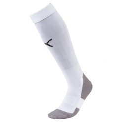 Getry piłkarskie Puma Liga Core Socks. Białe legginsy męskie Puma, bez wzorów, z bawełny, do piłki nożnej. Za 43.00 zł.