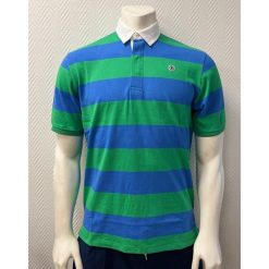 Koszulka polo w paski Serge Blanco. Niebieskie koszulki polo męskie SERGE BLANCO, m, bez wzorów, sportowe, bez kołnierzyka, bez ramiączek. W wyprzedaży za 299.00 zł.