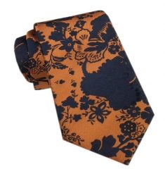 Elegancki Męski Krawat - Alties - Ciemny Karmel, Wzór Kwiatowy. Krawaty i muchy męskie Alties, bez wzorów, z tkaniny, eleganckie. Za 49.00 zł.