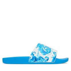 Klapki Versace Jeans Couture. Niebieskie klapki i japonki męskie Versace Jeans Couture, bez wzorów, z jeansu. Za 359.99 zł.