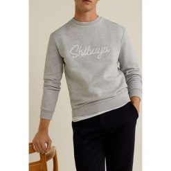 Mango Man - Bluza Chelsea. Szare bluzy nierozpinane męskie Mango Man, z aplikacjami, z bawełny. Za 139.90 zł.