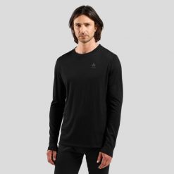 Koszulka termoaktywna z długim rękawem męska ODLO Merino 160 BL Top Crew Neck. Czarne bielizna termoaktywna męska Odlo, m, bez wzorów, bez ramiączek. Za 379.99 zł.