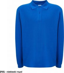 JHK PORA210LS - polo męskie długi rękaw, dwa guziki, boczne rozcięcia, dłuższe na pleach, 100% bawełna 200 - 210g - niebieski royal M. Niebieskie koszulki męskie z długim rękawem JHK, m, bez wzorów, z bawełny, bez kołnierzyka, bez ramiączek. Za 42.63 zł.